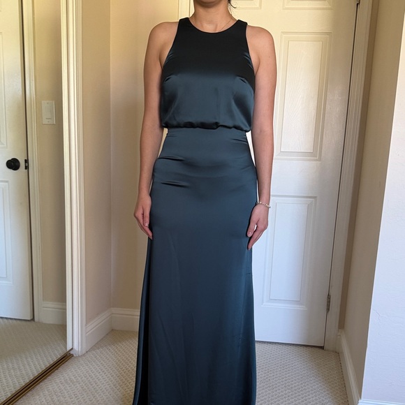 Dessy Collection Dresses & Skirts - Elegant Dark Green Satin Gown